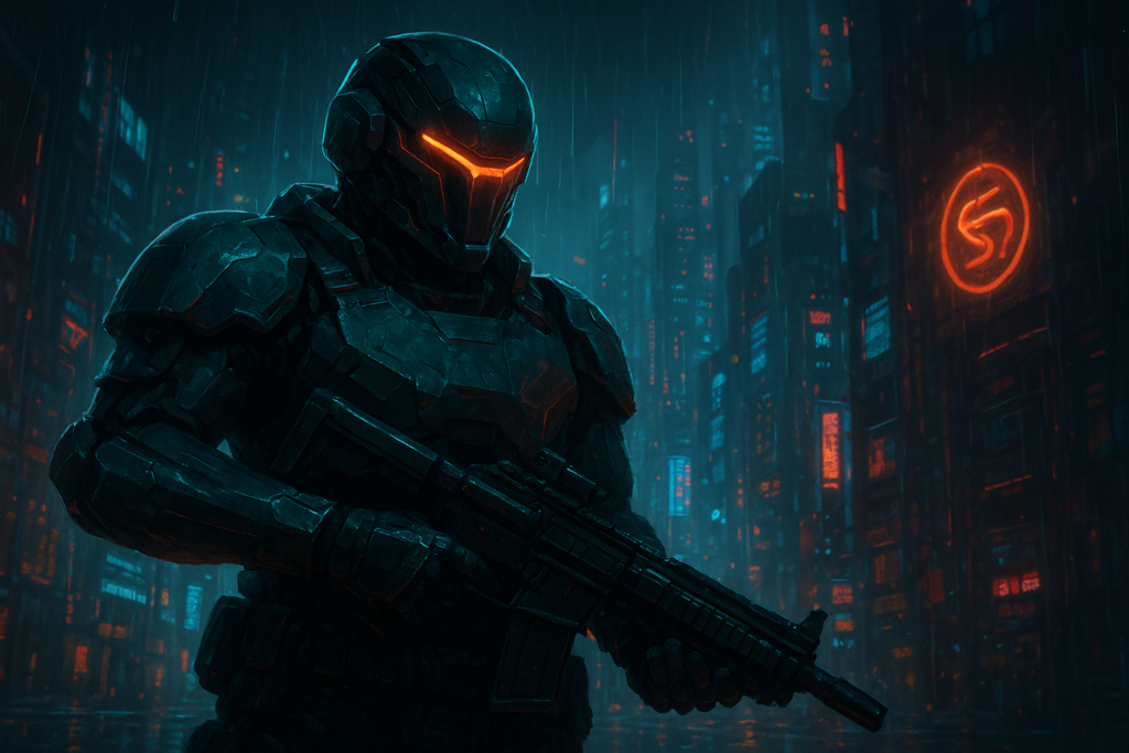 Imagem em estilo sci-fi mostrando um cenário futurista iluminado por luzes neon, com ambiente detalhado e tecnologia avançada, representando a atmosfera intensa e cinematográfica típica dos games mais aguardados para 2026